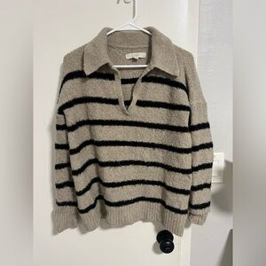 Tan striped sweater. Loft